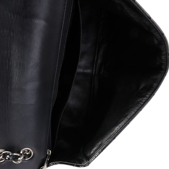 Chanel Black Chevron Quilted Patent Leather Jumbo Classic Single Flap Bag - Picture 8 of 8